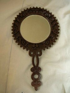  retro / mirror / hand-mirror / plastic / Junk / geometrical pattern 
