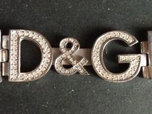 DOLCH&GABBANA ドルチェ＆ガッバーナ Ｄ＆G ラインストーン スクエア ロゴベルト ホワイト レディース ウォッチ 腕時計_画像8