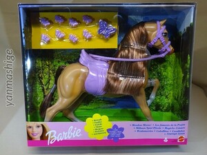  новый товар 2001 12 дюймовый размер Barbie шланг каштан шерсть лошадь 67017 Barbie Horse Meadow Mares Butterfly MATTEL Mattel 