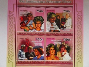 トーゴ切手『ダイアナ妃』4枚シート 2011
