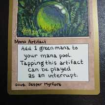 MTG《Mox Emerald》Jesper Myrfors サイン入り リクリエイト 世界選手権金枠ブランクカード スケッチ☆リペイント_画像3