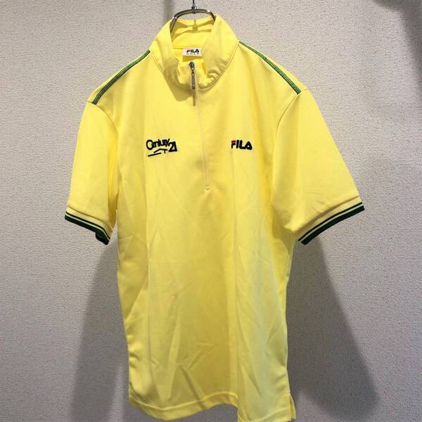 【入手困難】FILA GOLF & Century21 ハーフジップ 半袖ポロシャツ イエロー Sサイズ (ふ51)