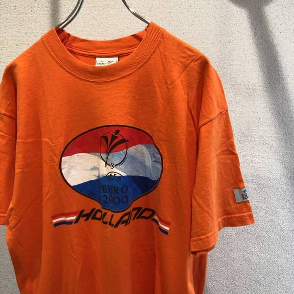 90’ オフィシャル UEFA EURO 2000 オランダ アディダス 半袖Tシャツ adidas ユーロ HOLLAND(ふ55)