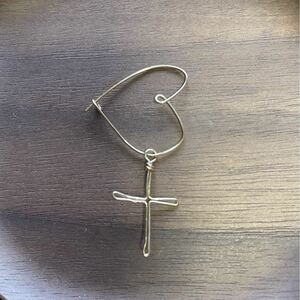 Art hand Auction -SUI8- No.24 14kgf Hearts and Cross peaceEarring, ハンドメイド, アクセサリー(女性用), その他