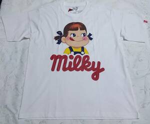  postage included Peko-chan Mill key men's short sleeves T-shirt 5L size cotton 100% white new goods unused 