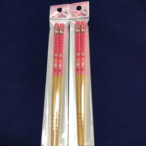 * rare * Sanrio 2001 year made Hello Kitty slipping .. attaching bamboo chopsticks . chopsticks 16.5.2 piece set 