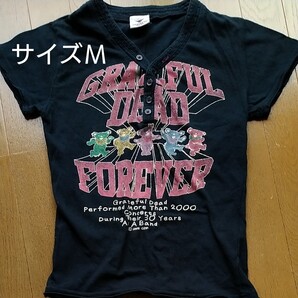 GRATEFUL DEAD ♪ ダンシングベア半袖Tシャツ★　ボタン∨ネック★サイズＭ　