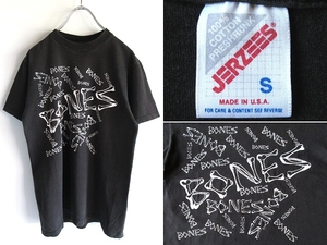 希少 90sビンテージ USA製 POWELL BONES パウエル ボーンズ ロゴプリントTシャツ S 黒 ブラック スケートボード JERZEES スカル ネコポス可