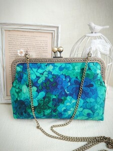 リバティ プリント*横長がま口スマホポシェット*長財布*ハンドメイド