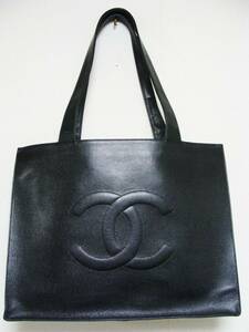CHANEL ◇ Caviar skin leather CC logo mark large tote semi-shoulder bag bag, Chanel, Bag, bag, Handbag