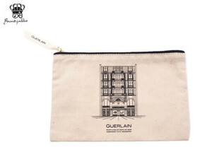 [Used exhibition goods ] Guerlain GUERLAIN Novelty Flat pouch Paris car nze Rize large through head office beige Guerlain. present 