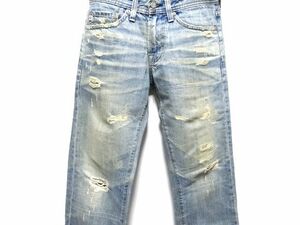 AG TAMBOURINE 27YEAR-DAMAGE DENIM PANTS 28 size / エージー タンバリン ダメージ リペア加工 エイジド デニム メンズ USA製 定価42000円