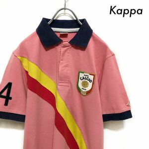【送料無料】Kappa カッパ★半袖ポロシャツ 未使用タグ付き 斜め切替 エンブレム入り ピンク