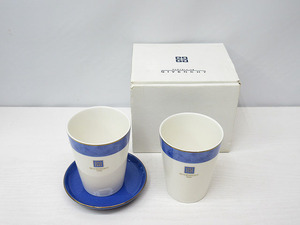*YC3761 unused goods GIVENCHY free cup Coaster 3 point set blue Yamaka Givenchy cup antique free shipping *