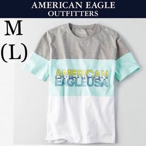 新品タグ付き☆American Eagleビッグ半袖TシャツボーダーMLアメリカンイーグル