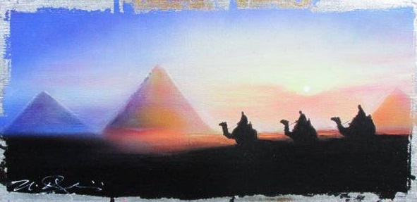 ☆ Nate Giorgio ☆ ! Price reduction! Pyramid (original picture) Michael Jackson One-of-a-kind with seller's warranty, painting, oil painting, Nature, Landscape painting