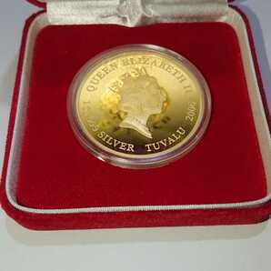 【未使用品】ハローキティ銀貨 ツバル１ドル プルーフ１オンス銀貨 金メッキの画像2
