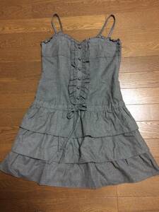 ☆値下げ！【USED 美品】 レストローズ L'EST ROSE フレア ワンピース M 2 グレー Gray 秋 冬