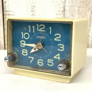 昭和レトロ 当時物 「CITIZEN シチズン 小型 夜光 置時計 スイープ運針 5ZB013 動作品」70年代 レトロポップ ミッドセンチュリー