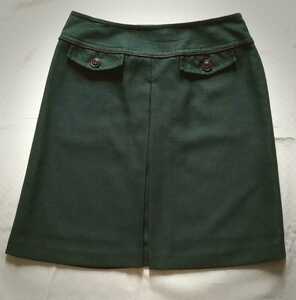 CDS BASICsi-ties* Basic skirt mi two M. green front box pleat waist switch piping lining equipped 