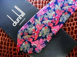 ◇E705Ｒ◇在庫処分SALE●【ｄunhill】ダンヒル【ロゴ入・鳥 カモ 鴨】ネクタイ