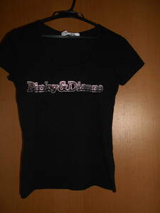 [ unused ]Pinky&Dianne Pinky and Diane * T-shirt * size 38* short sleeves * rhinestone * black 