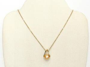 K18 Golden pearl 8mm D0.06ct 40cm necklace /R3808