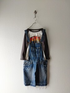 デニムサロペット ハーフパンツ