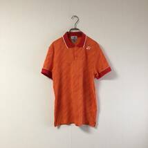 YONEX ヨネックス ベリークール ロゴ刺繍 ドライ ポロシャツ Lサイズ メンズ オレンジ 半袖 テニス バドミントン 卓球 日本製_画像1