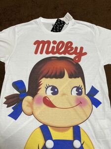 【LLサイズ】新品 ペコちゃん ぺこちゃん ビッグフェイス 不二家 ミルキー peko FUJIYA Tシャツ 企業 ノベルティ c