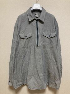 90's ヴィンテージ ヒッコリー ワークシャツ ハーフジップ プルオーバー BIG BILL 長袖ワークシャツ USA製 2XL /ストライプ 90年代