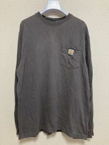 USA古着 carhartt カーハート ORIGINAL FIT 長袖Tシャツ ロンT 胸ポケット ポケットTシャツ M グレー系