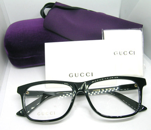 値下 GUCCI 正規品 グッチ メガネフレーム GG0755OA-001 ブラック 黒縁 新品 眼鏡 ウェリントン 紫ケース
