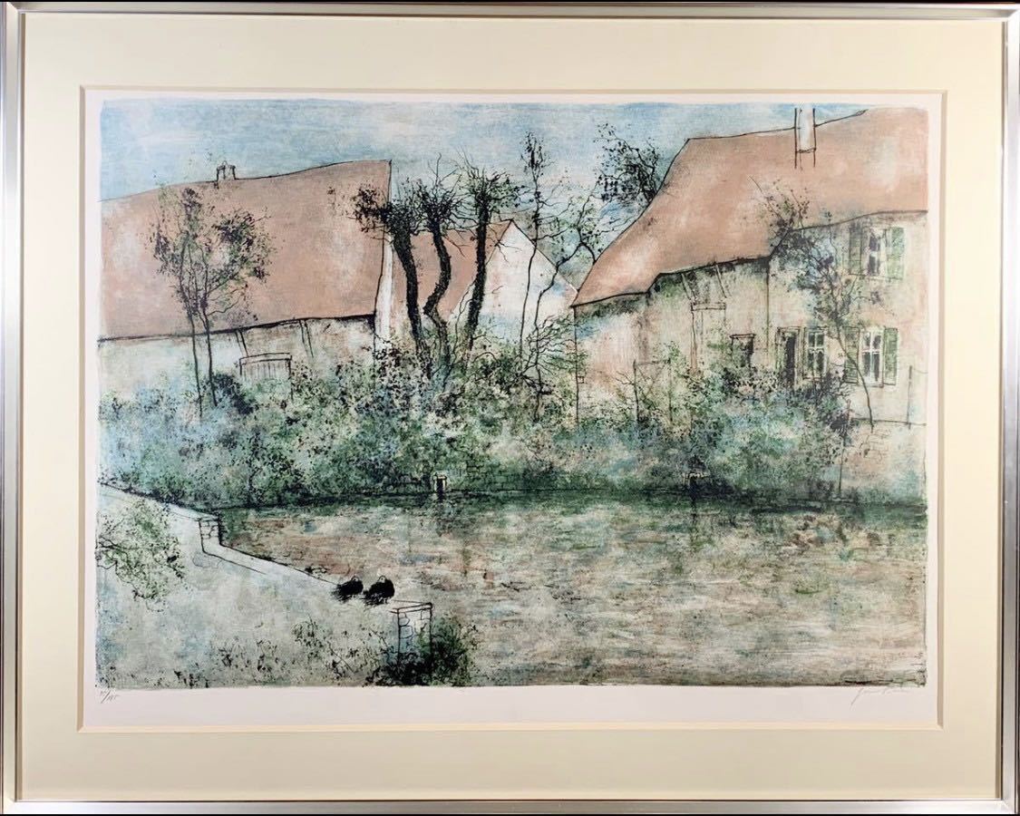 ベルナール・ガントナー ブルーの窓の家 大判 リトグラフ 絵画 美術