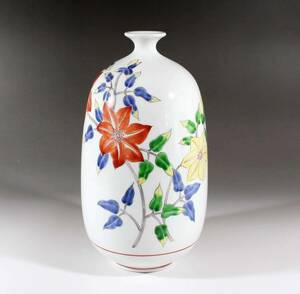 Art hand Auction Miraculous existence Arita ware Traditional craft Handmade Hand-painted One-of-a-kind Flower vase with floral design Comes in a paulownia box Good luck Improve your fortune, Japanese Ceramics, Imari, Arita, others