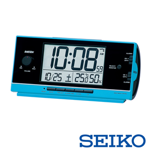 【正規販売店】SEIKO セイコー NR534L クロック 目覚まし時計 電波 デジタル 大音量 PYXIS ピクシス RAIDEN ライデン青