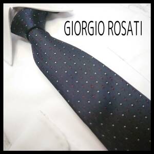 GIORGIO ROSATI ネイビー　ドット　最高級シルク100％　ブランド　メンズ　スーツ　小物　ネクタイ