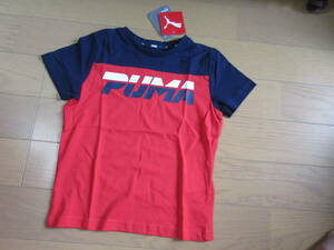 PUMA ジュニア 半袖シャツ 120㌢ RD/NV 新品 ☆決算セール☆..