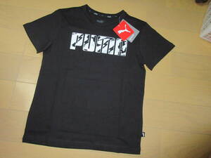 PUMA Junior short sleeves T-shirt 150.BK/WH new goods * settlement of accounts sale *.