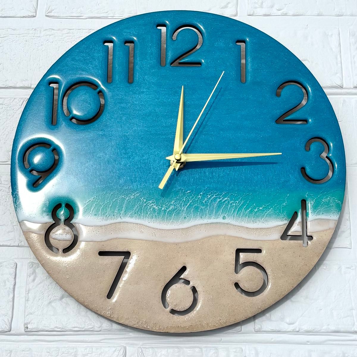 NO.120【掛け時計】レジンアート/宮古ブルー/30cm