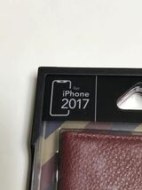 匿名送料込み iPhoneX用フリップ カバー 高級感あるエンボス加工 手帳型 PG-17XFP13RD ワインレッド 赤系 新品アイフォーンX ケース/GJ8_画像2