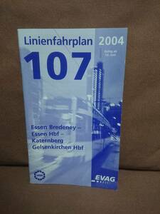 Linienfahrplan 107 Essen 2004 Germany Esse n city bus timetable 