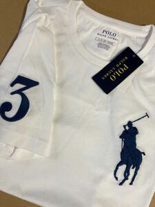  новый товар US [M] Polo Ralph Lauren большой po колено вырез лодочкой короткий рукав футболка белый для мужчин и женщин 