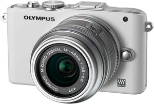 中古 美品 OLYMPUS PEN Lite E-PL3 レンズキット ホワイト ミラーレス一眼 ミラーレス カメラ 初心者 人気 新品SDカード8GB付