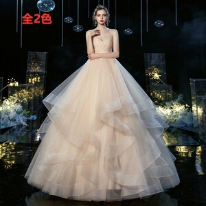 H024 ウェディングドレス チュールスカート Aライン 白 アイボリー 結婚式 発表会 撮影 小さい～大きいサイズ パニエ ベール グローブ付
