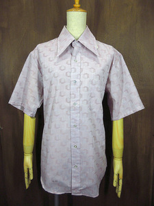 ビンテージ70’s●DEADSTOCK Shirtcraft総柄半袖シャツsize M●210521s3-m-sssh-hpe 1970s古着デッドストックヒッピートップスメンズ