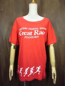 ビンテージ70's80's●Great Race STANFORD マラソンプリントTシャツ赤 L●210529n2-m-tsh-ot カレッジ半袖古着