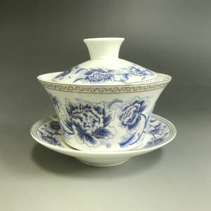 中国陶磁器 花絵 蓋碗 煎茶道具 景徳鎮 粉彩 中国唐物 茶道具