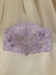 立体インナー ルシアン 小花柄 パープル お花飾り ハンドメイド ゴム紐アジャスターつき