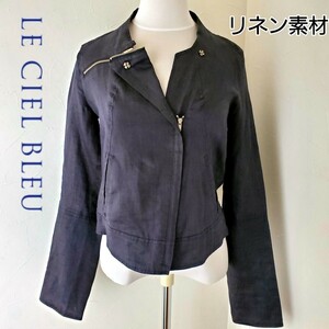 LE CIEL BLEU/リネンライダースジャケット/薄手ライダースシャツジャケット